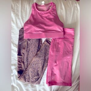 Fabletics pink leopard 3-piece bundle